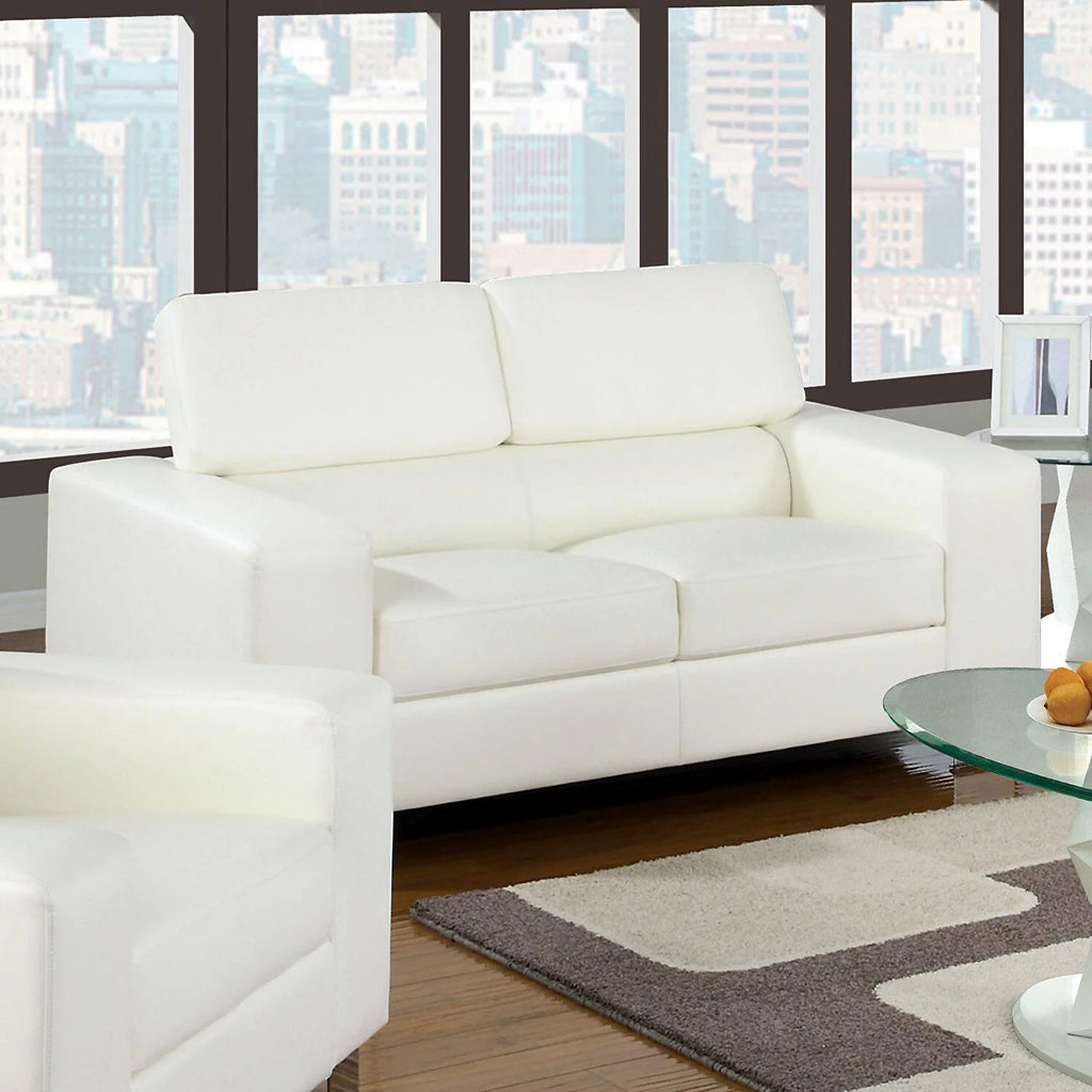 White Bonded Leather Sofa and Loveseat D21144