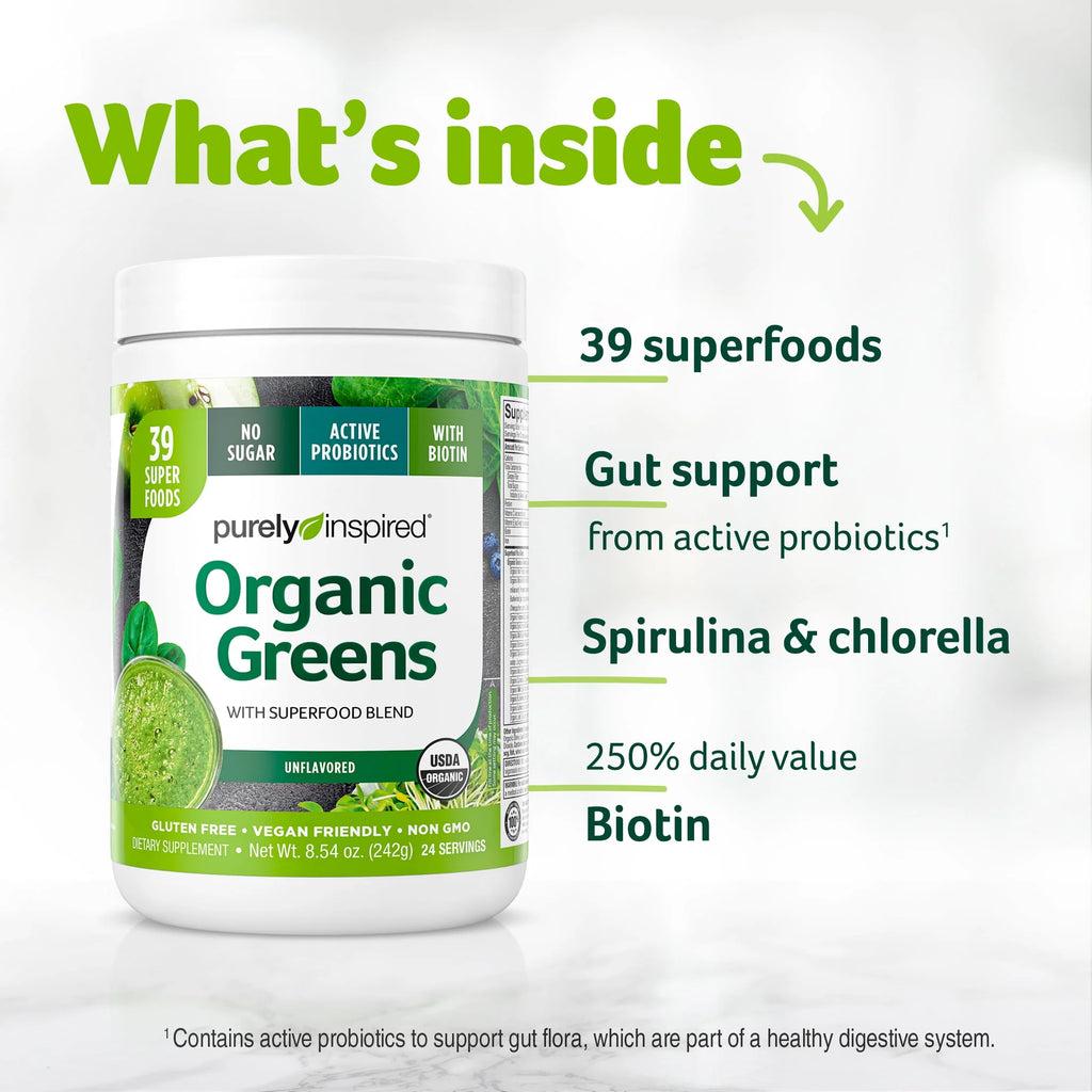 Organic Greens Superfood Powder, Unflavored, 8.57 oz V595