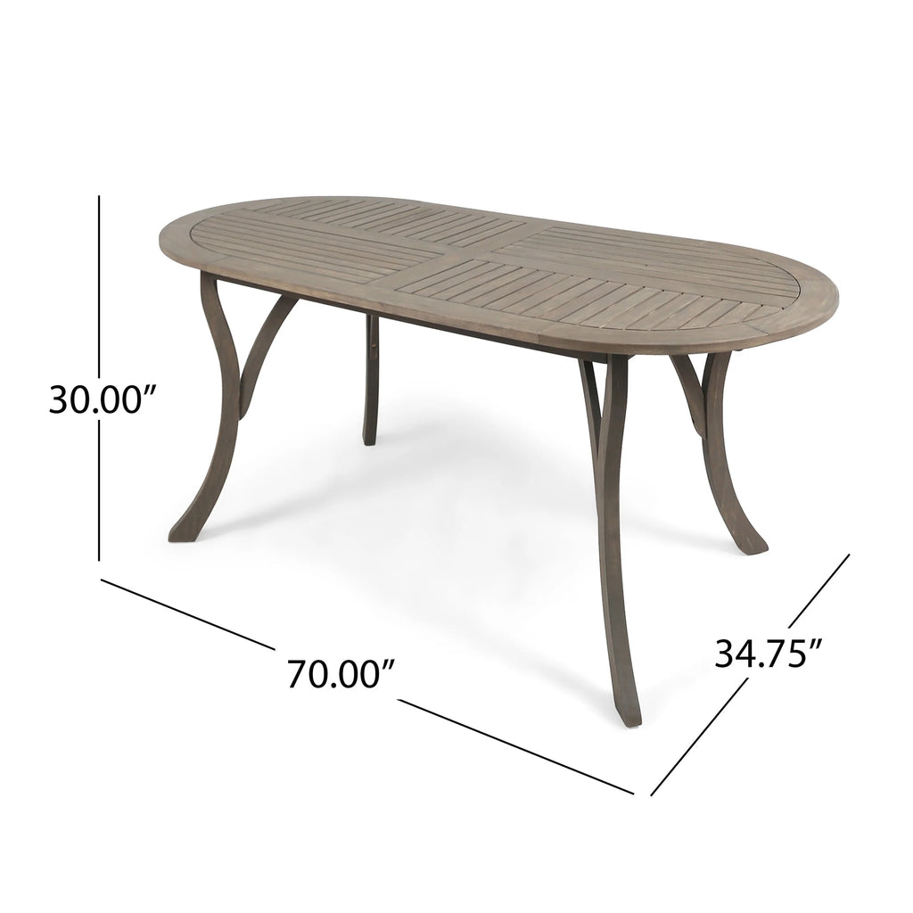 Acacia Wood 6-Seater Dining Set with Oval Dining Table W712