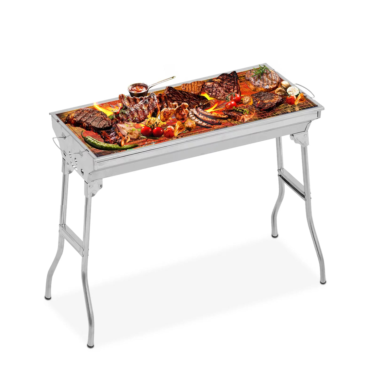 Portable Foldable Stainless Steel Charcoal Barbecue Grill M68117