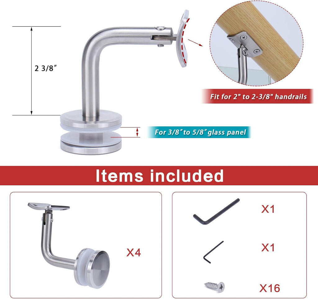 4Pack Adjustable Stainless Steel Handrail Brackets B964883