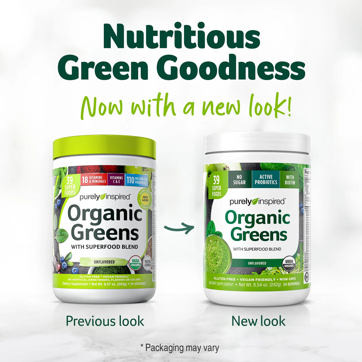 Organic Greens Superfood Powder, Unflavored, 8.57 oz V595