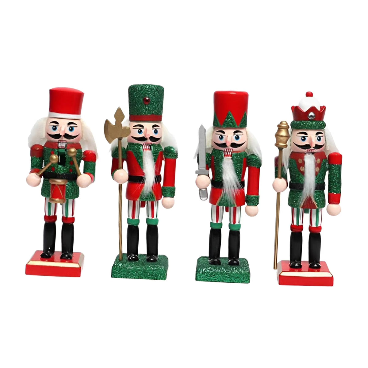 18cm 4 Pieces Wooden Nutcracker Soldier Table Decoration D301
