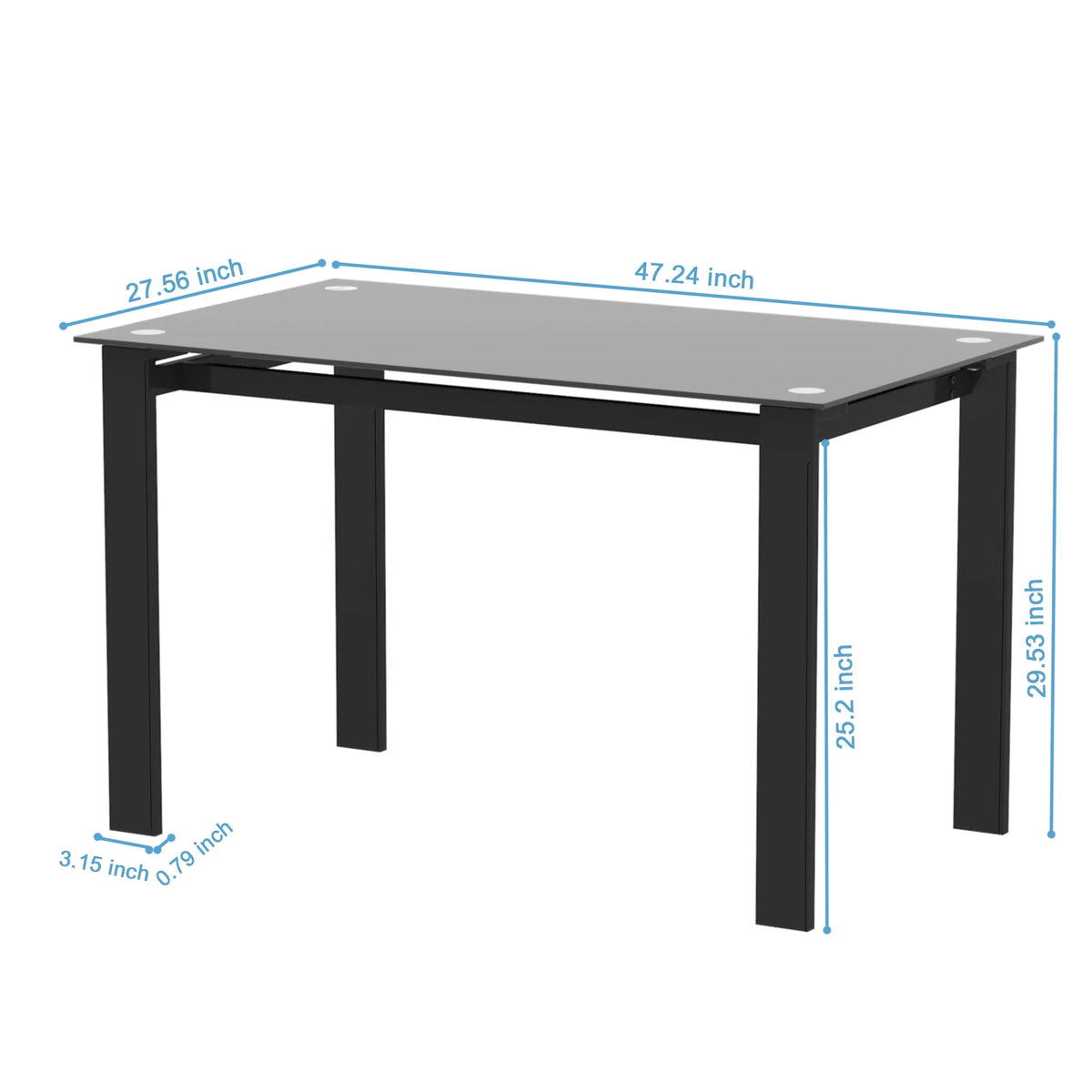 Black Rectangular Tempered Glass Dining Table I93047