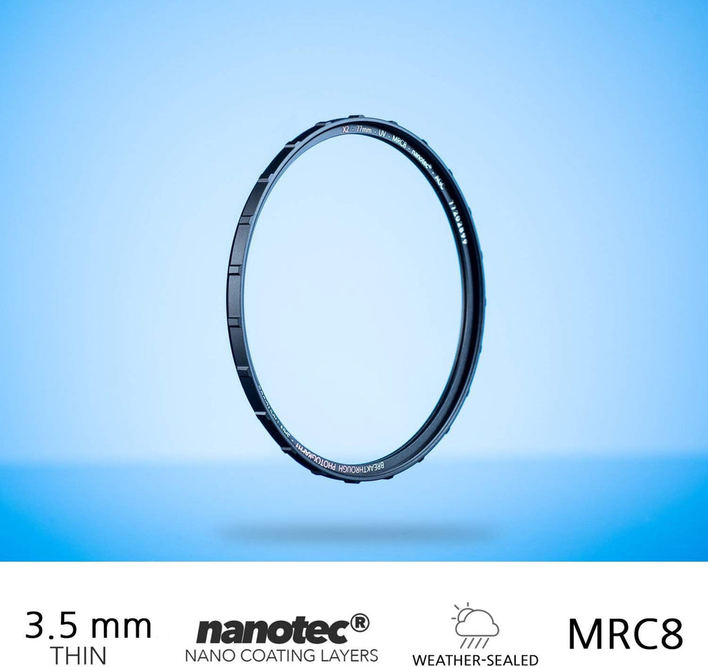 52mm X2 UV Filter for Camera Lenses with Lens Cloth, Pack of 2 W7621