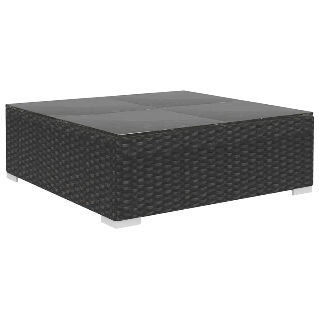 10 Piece Black Poly Rattan Outdoor Sectional Sofa Set H12240