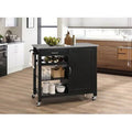 Natural and White Wood Kitchen Cart with Black Stainless Steel Counter P86761