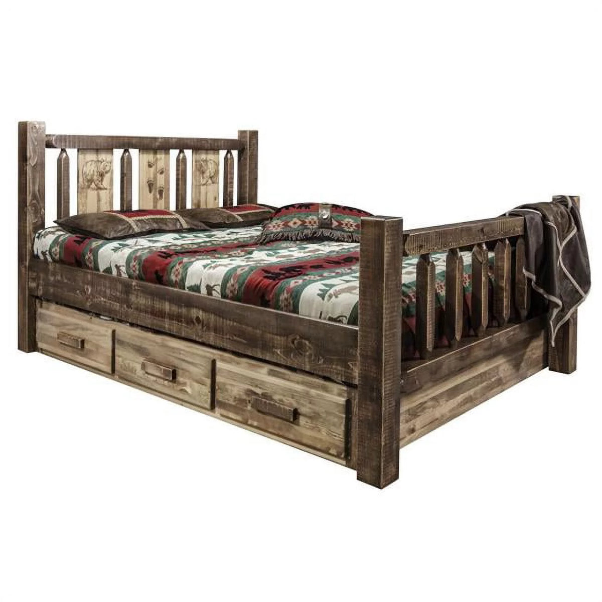 Brown Wood Twin Storage Bed U499