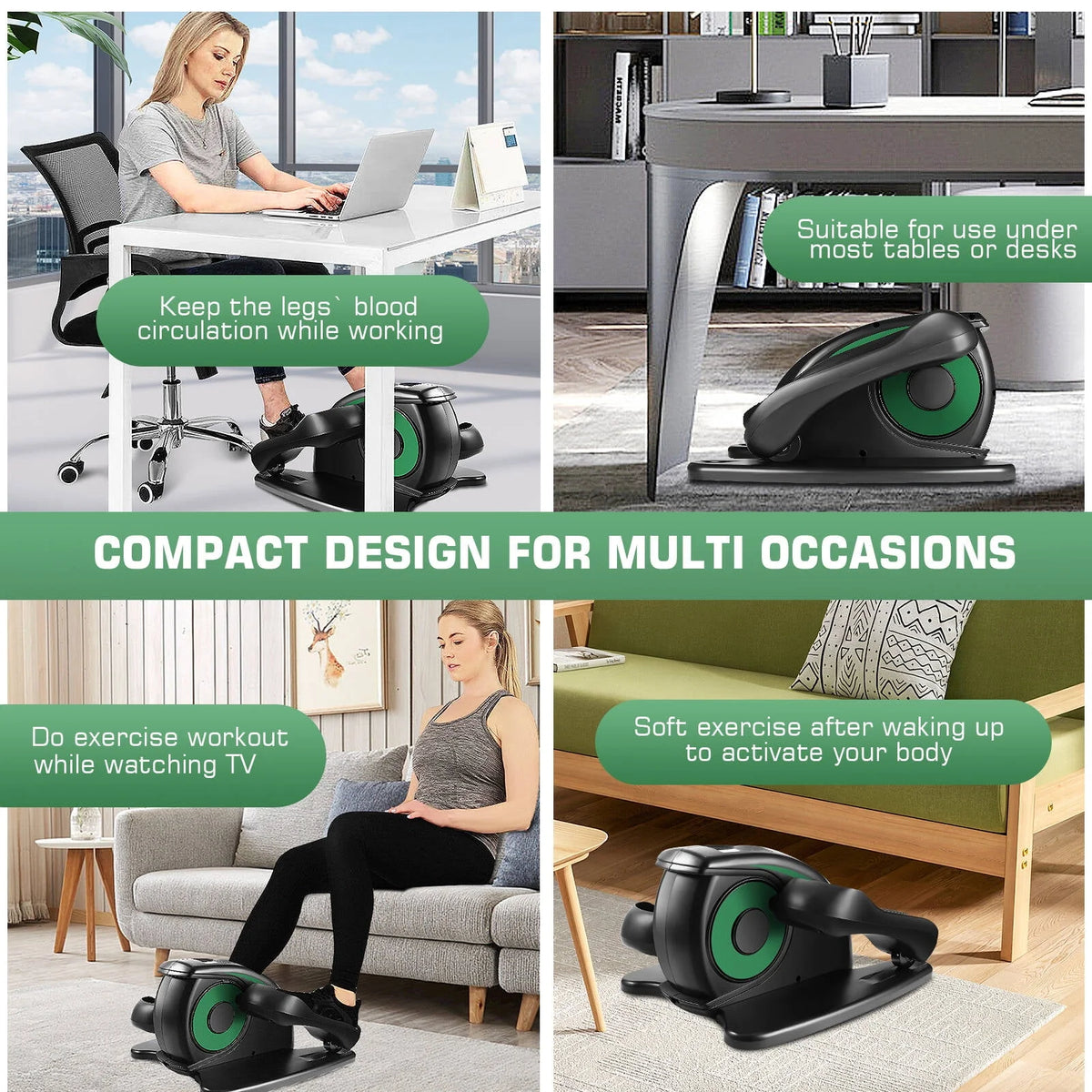 Under Desk Elliptical Pedal Exerciser with Remote & Data Monitor R806