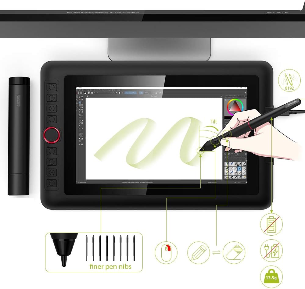 Artist12 Pro Drawing Monitor Battery-Free Stylus Drawing Display Tilt Supported G357651