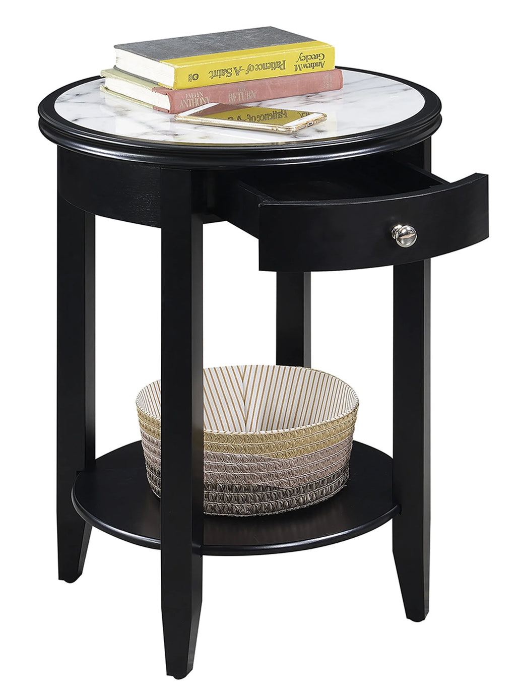 White 1 Drawer End Table with Shelf D54553