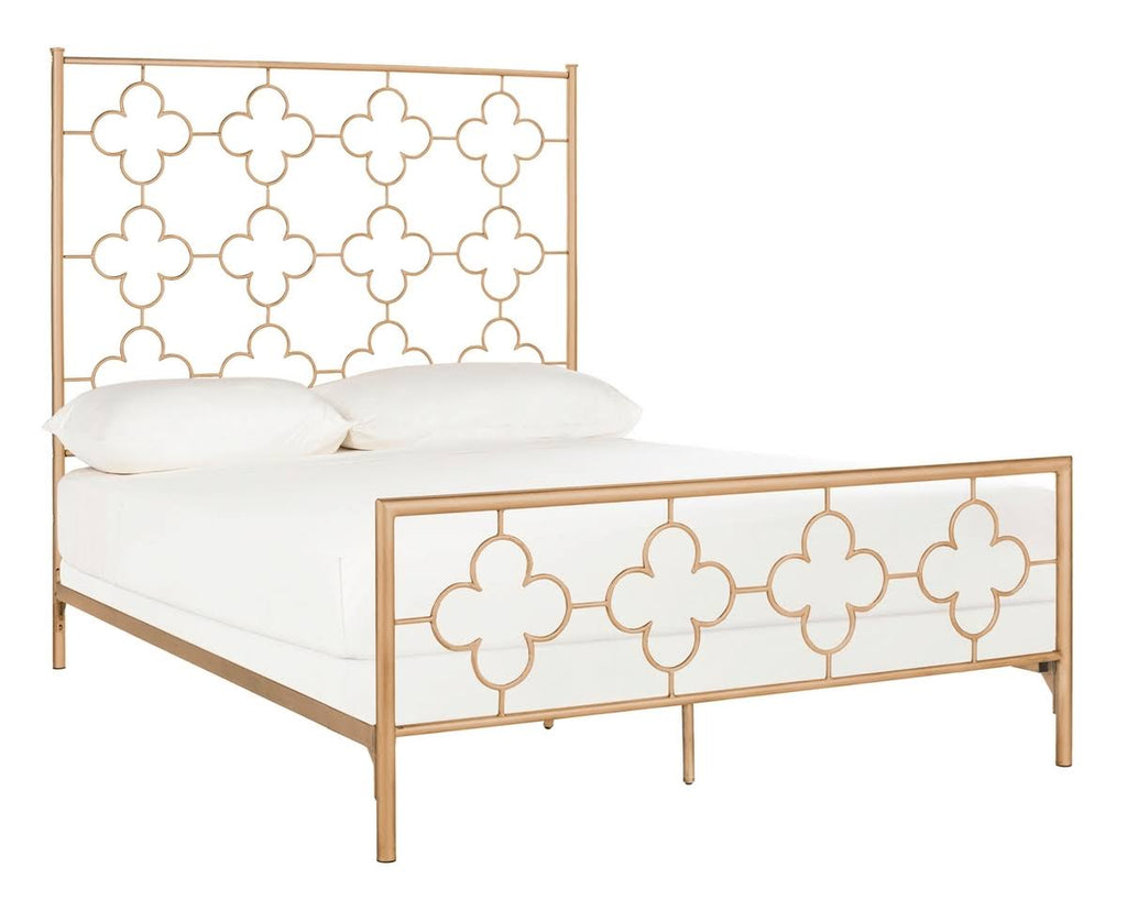 Antique Gold Lattice Metal Full Bed A251