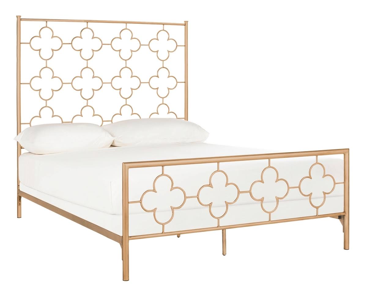 Antique Gold Lattice Metal Full Bed A251