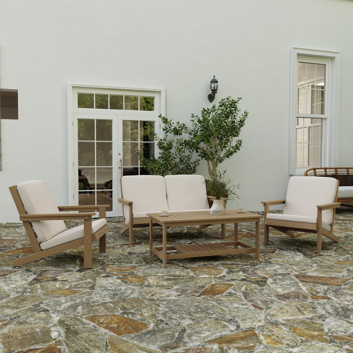 All-Weather Poly Resin Adirondack Chair with Cushions Z3685