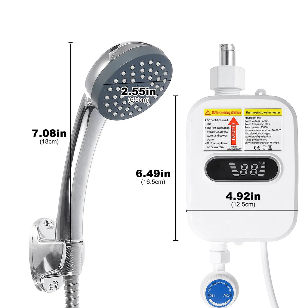 3500W Tankless Water Heater with Shower Head Set B615490