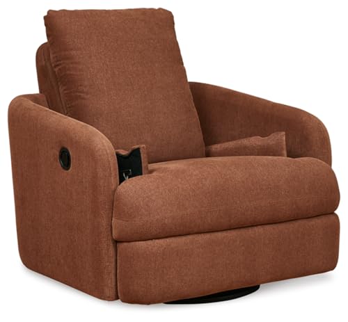 Orange Swivel Glider Rocker Recliner with 2 Bolster Pillows L649854