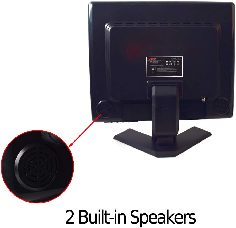 17 inch CCTV Security Monitor with BNC VGA HDMI AV Built-in Speaker 4:3 HD Display LCD Screen with USB Media Player X47601