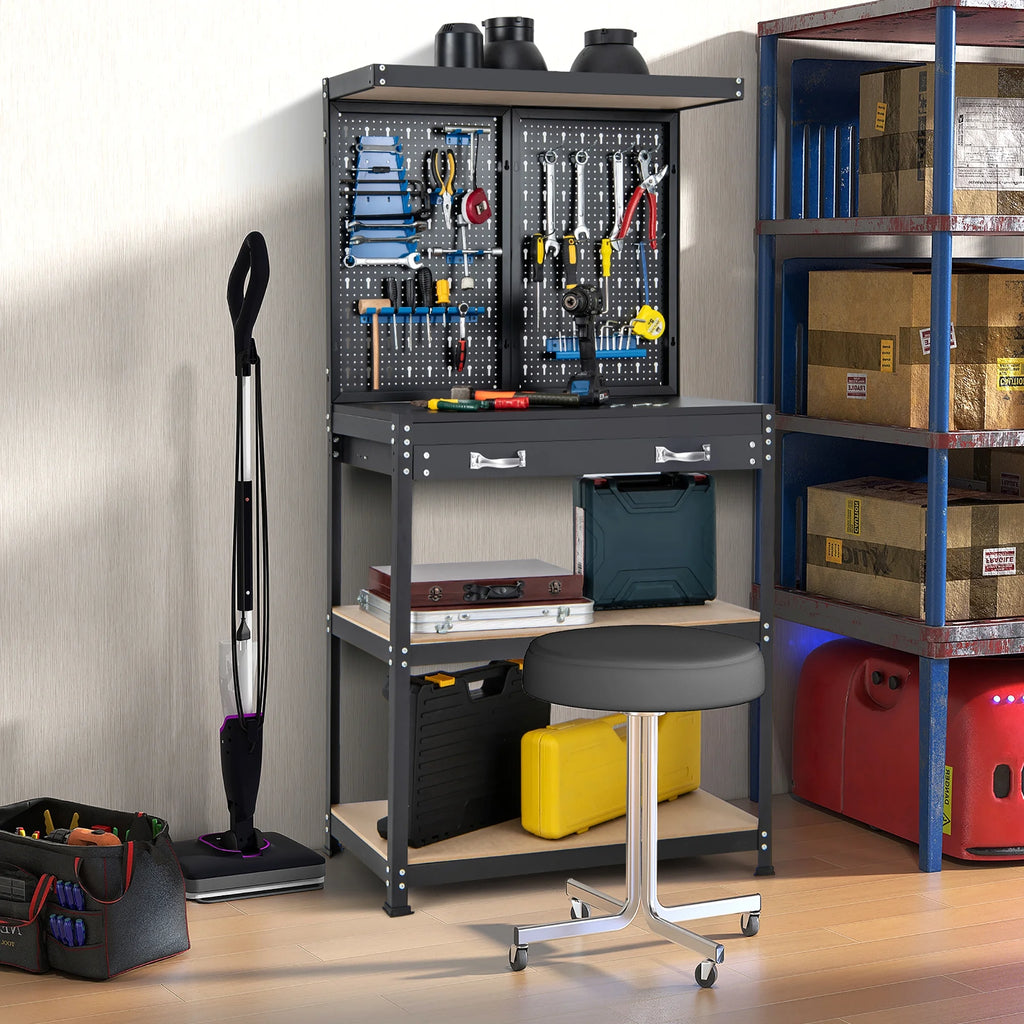 Heavy-Duty Workbench with 2 Shelves Y1023