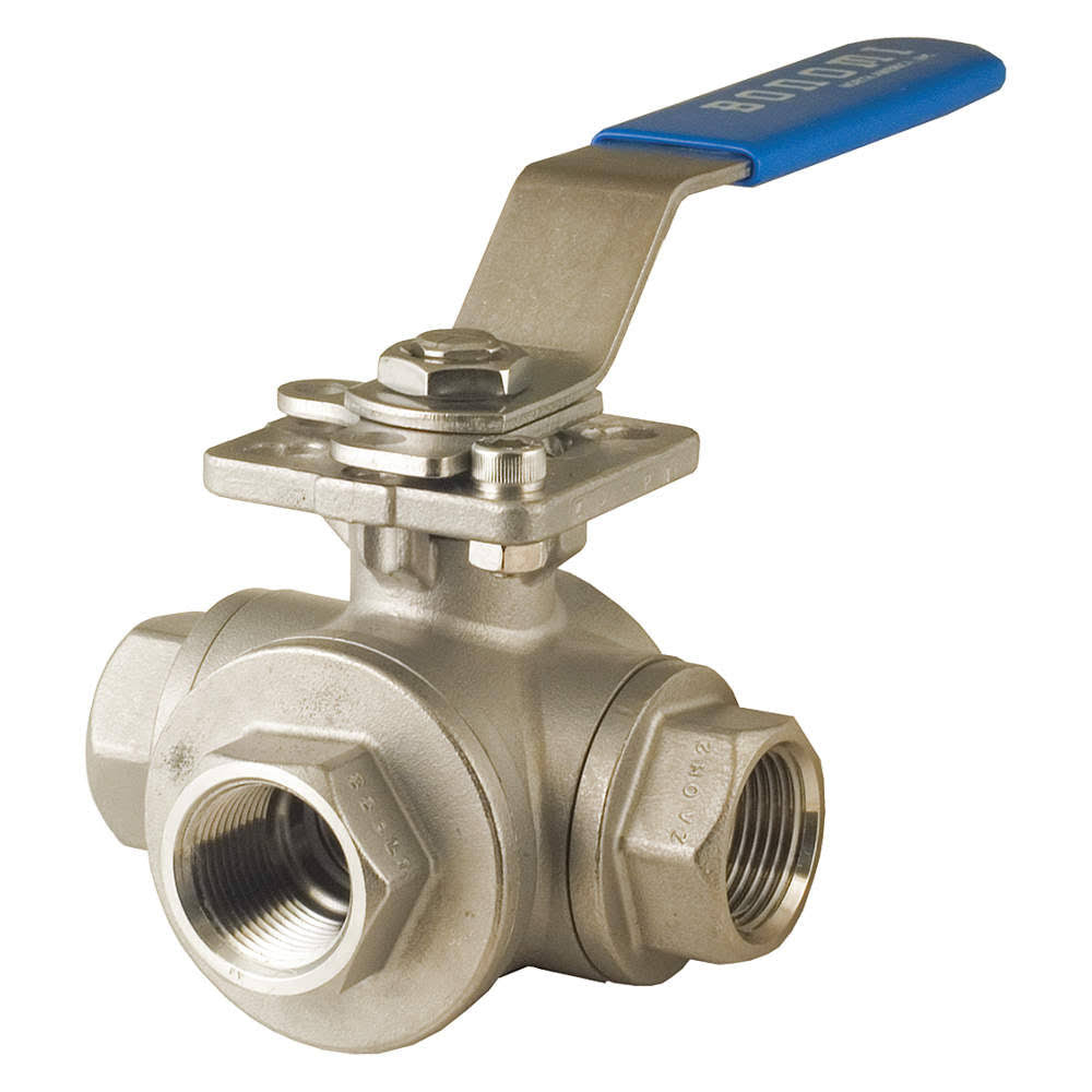 3/4 in 3-Way 3-Piece 316 Stainless Steel Ball Valve E289931