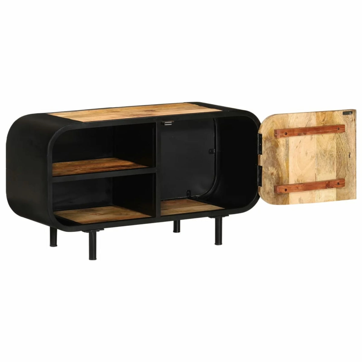 Mango Wood TV Stand with 2 Storage Shelves S9040