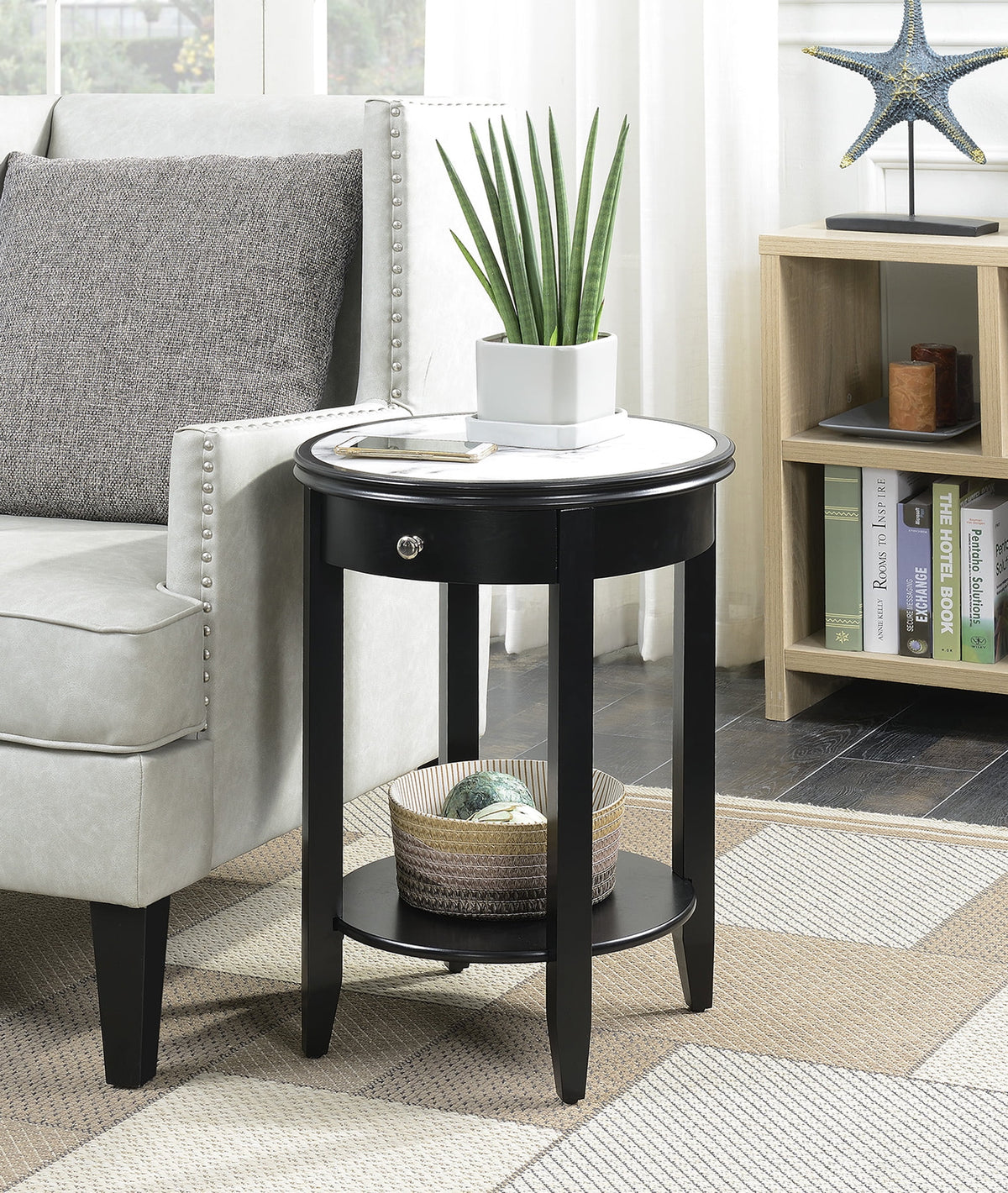 White 1 Drawer End Table with Shelf D54553