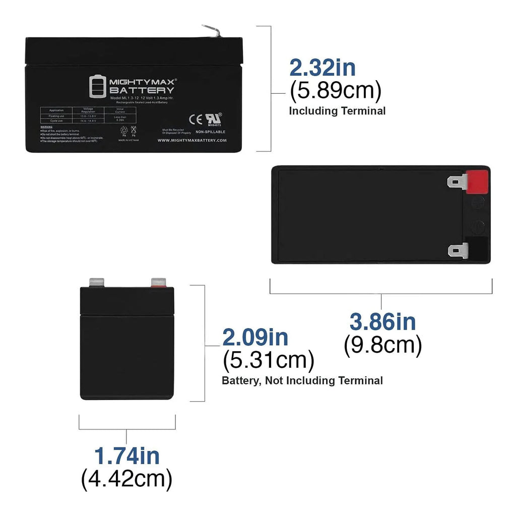 12V 1.3Ah Battery 2 Pack H6708