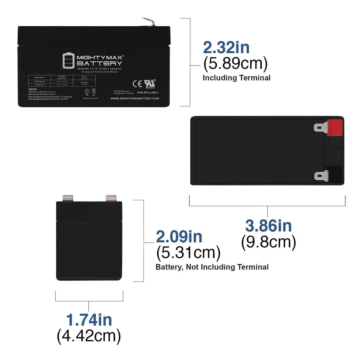 12V 1.3Ah Battery 2 Pack H6708