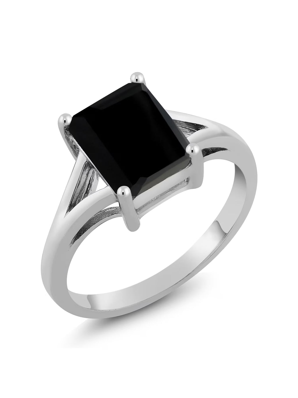 925 Sterling Silver Black Onyx Solitaire Engagement Ring C95657