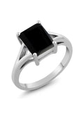 925 Sterling Silver Black Onyx Solitaire Engagement Ring C95657