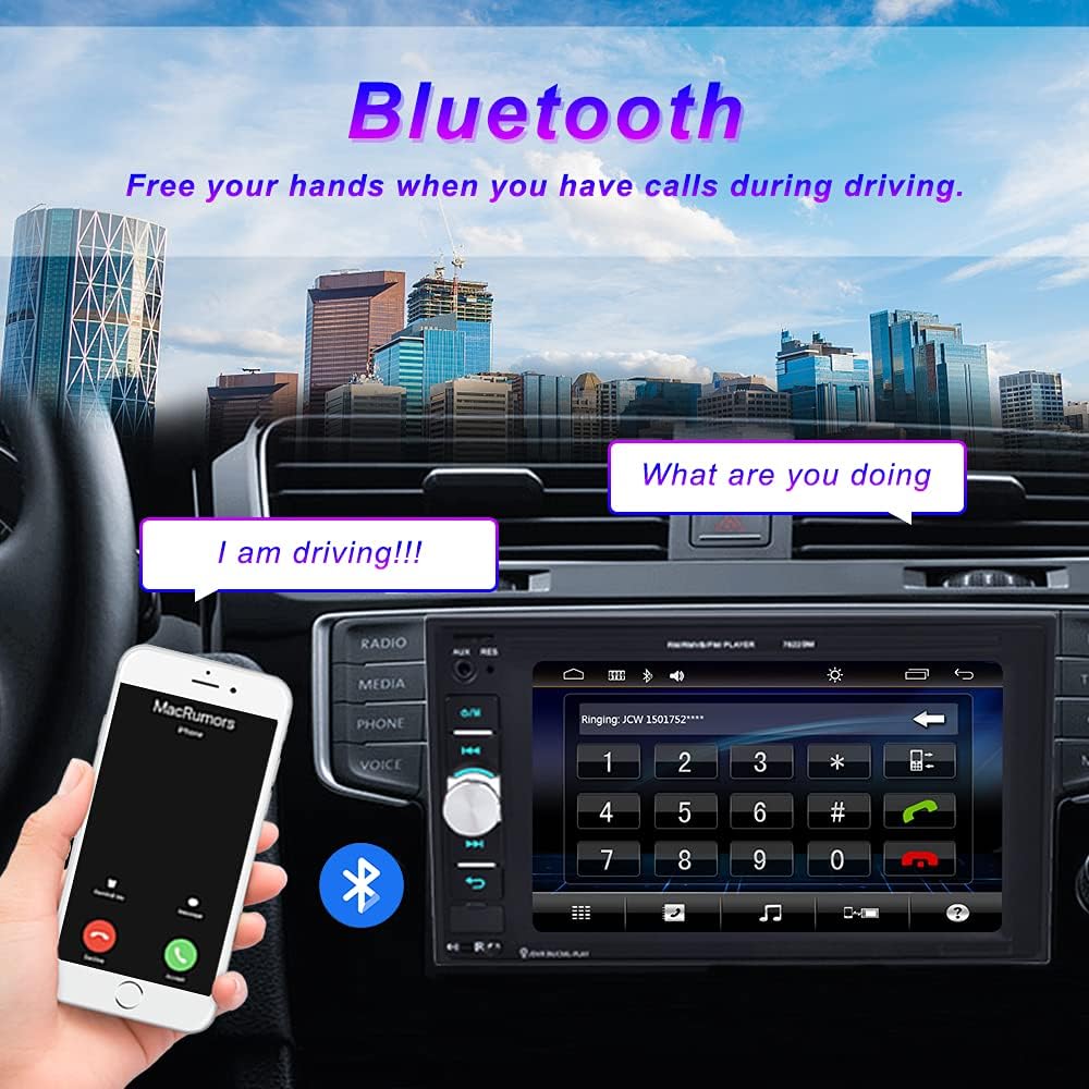 6.2" HD Touch Screen Double Din Car Stereo with Bluetooth U156