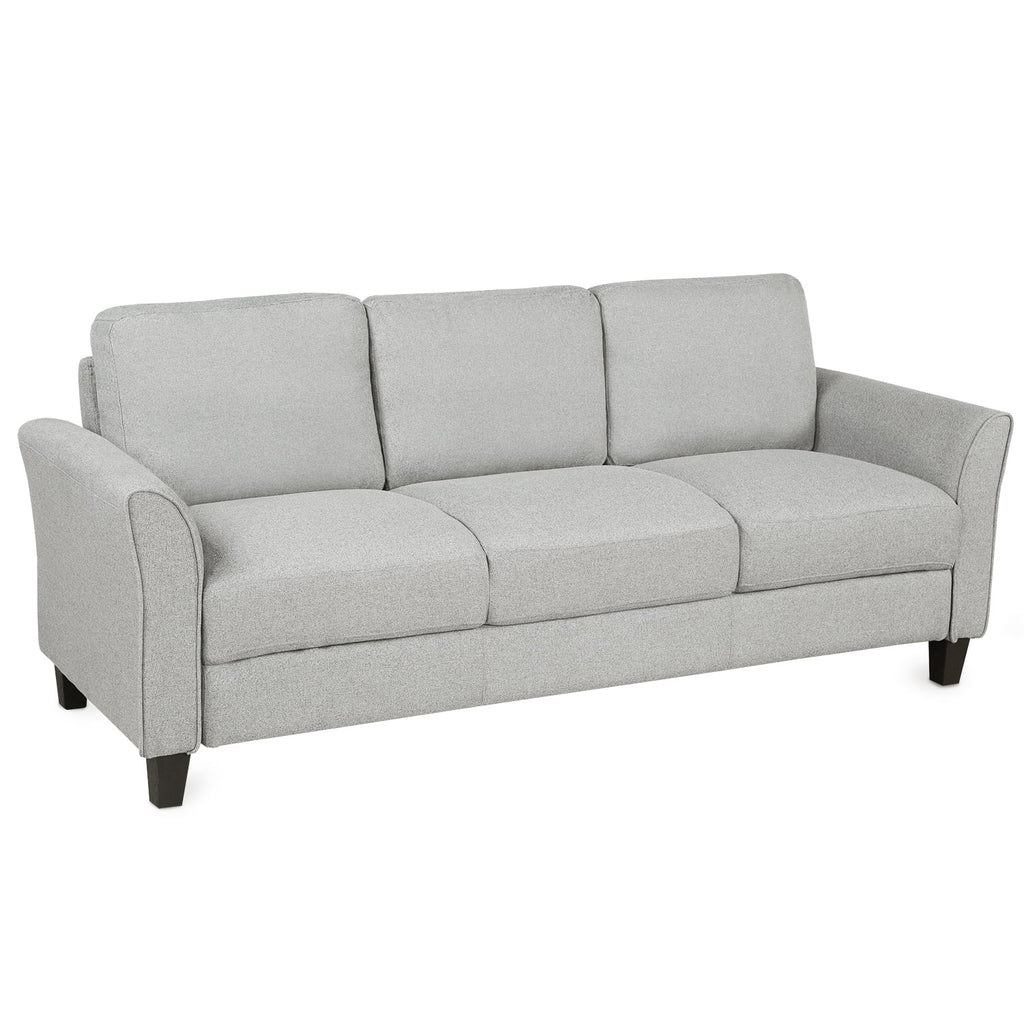 Light Gray 3-Seat Linen Fabric Sofa G92901