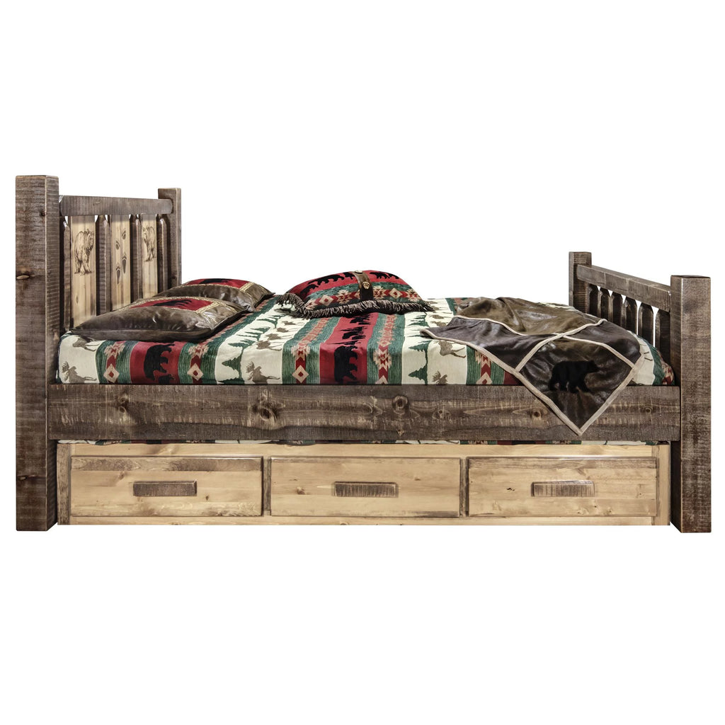 Brown Wood Twin Storage Bed U499