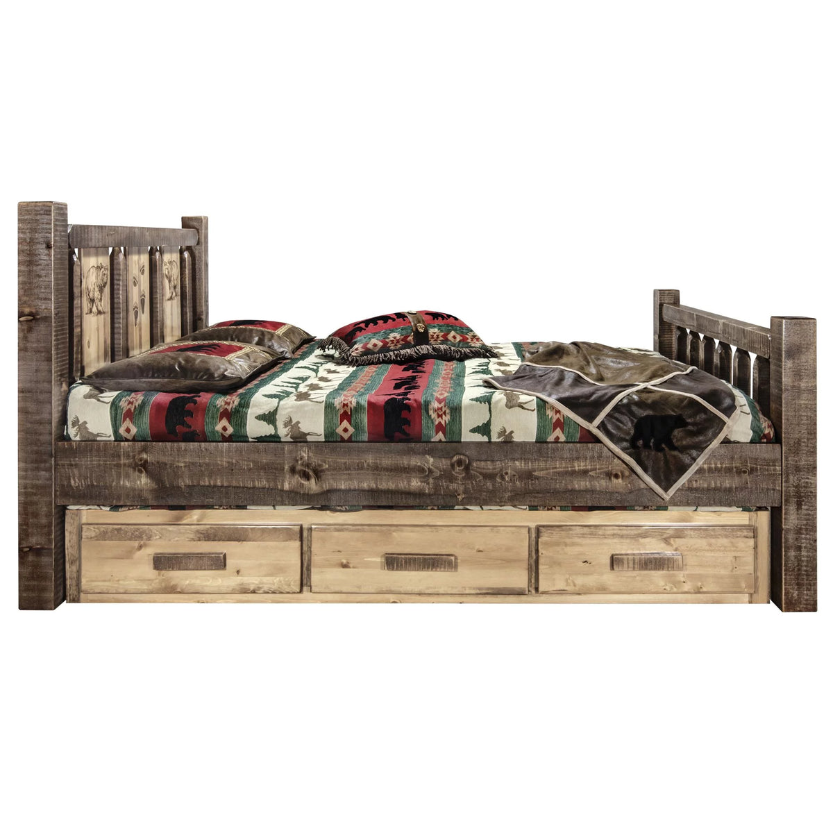 Brown Wood Twin Storage Bed U499