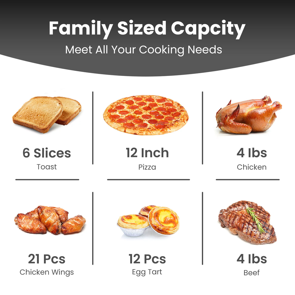 Air Fryer Toaster Oven Combo, 6 Slices 26.4 QT 1750W U767767