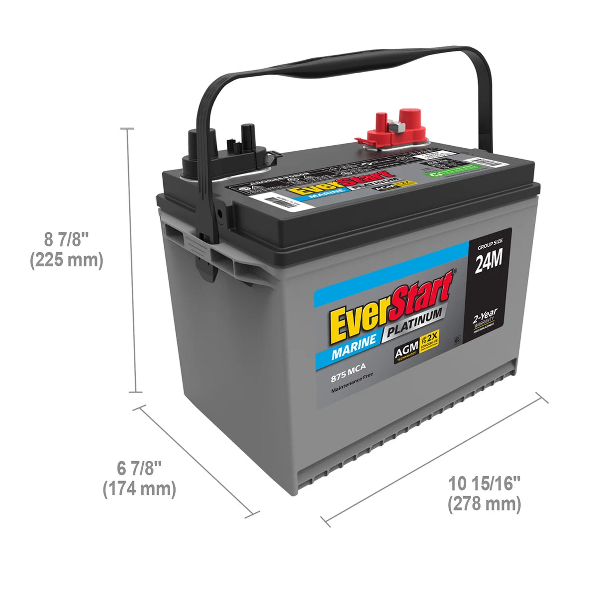 AGM Marine and RV Deep Cycle Battery Group Size 24M, 12 Volt 875 MCA Y911140