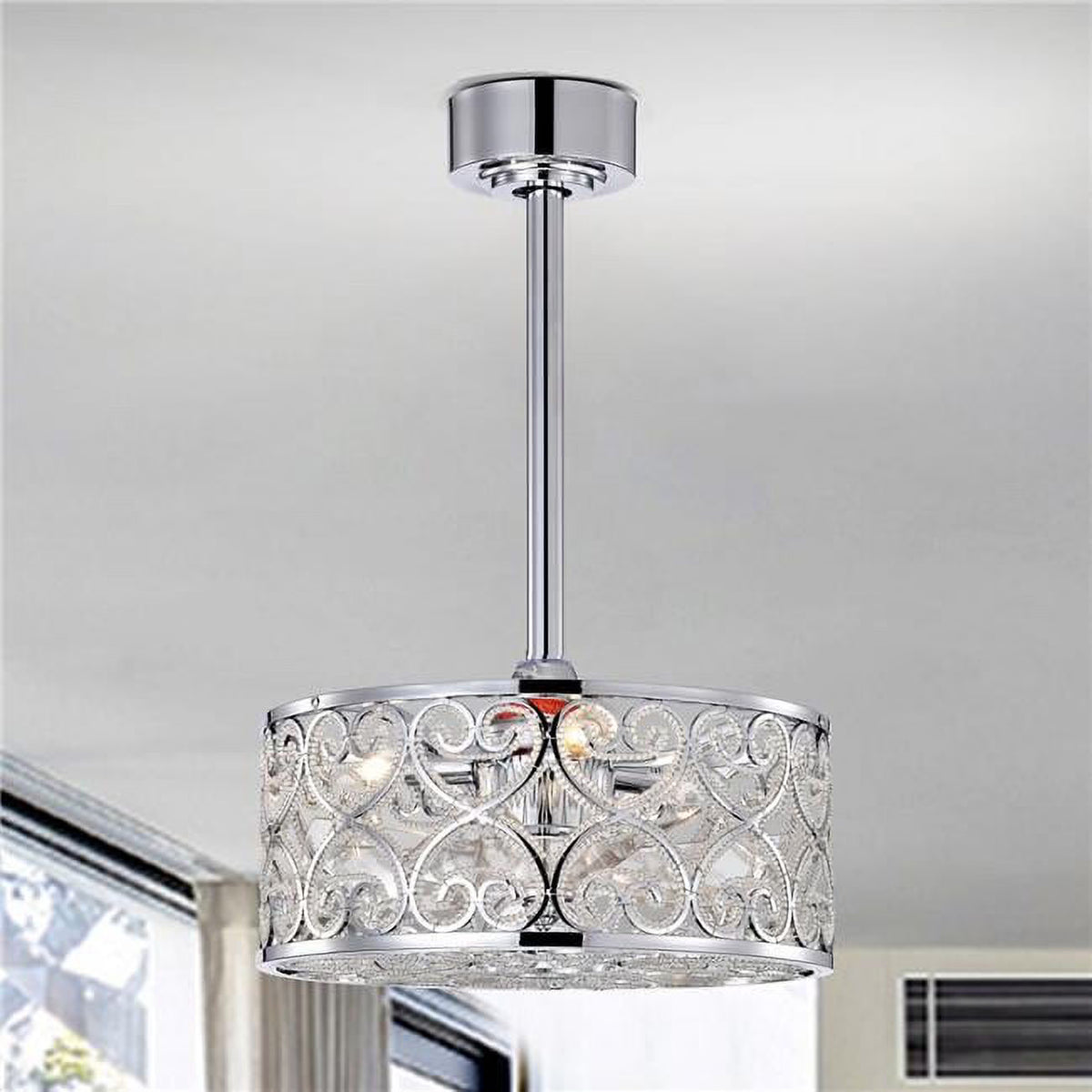 16 Inch Chrome Polish Crystal Fandelier M682910