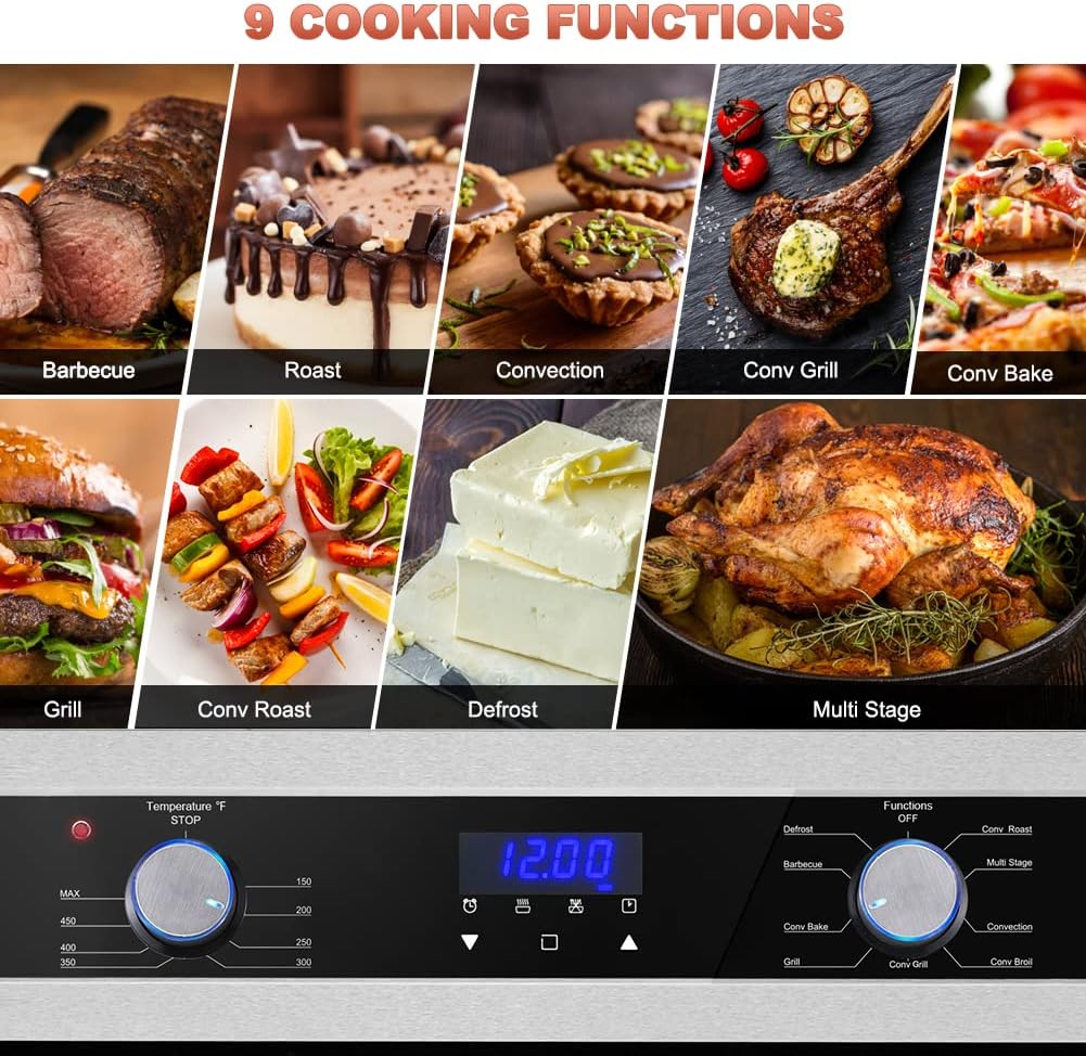 Single Wall Oven, 2.3 Cu.ft. Built-in Electric Wall Oven with Stainless Steel Finish W857