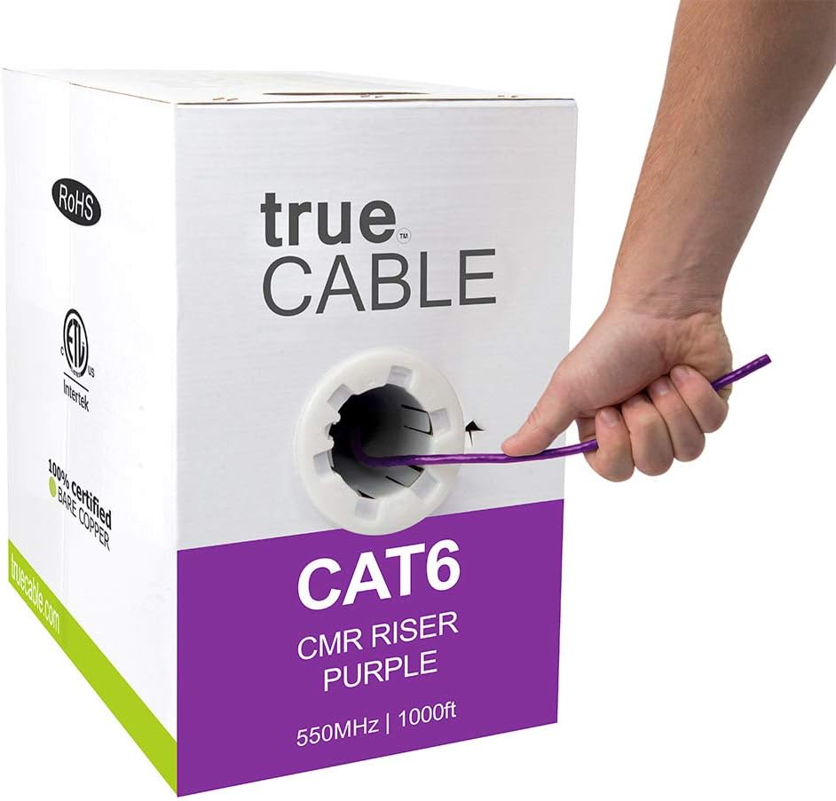 1000ft Black 23AWG 4 Pair Solid Bare Copper Bulk Ethernet Cable W450