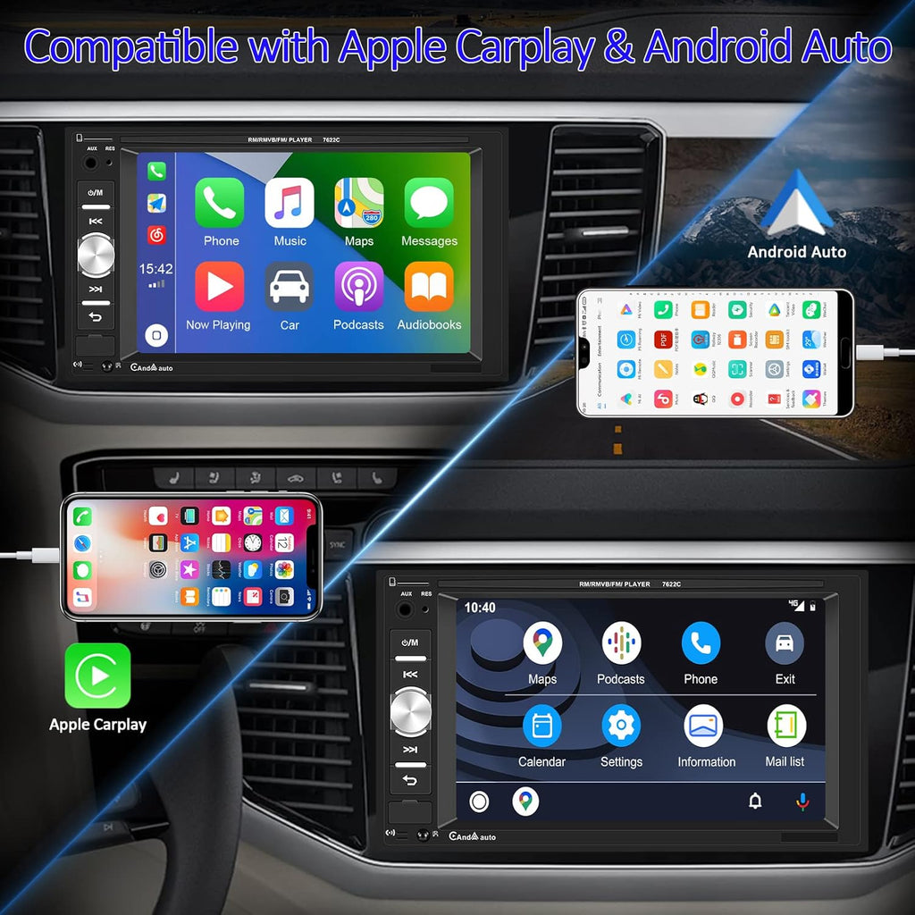 6.2" HD Touch Screen Double Din Car Stereo with Bluetooth U156