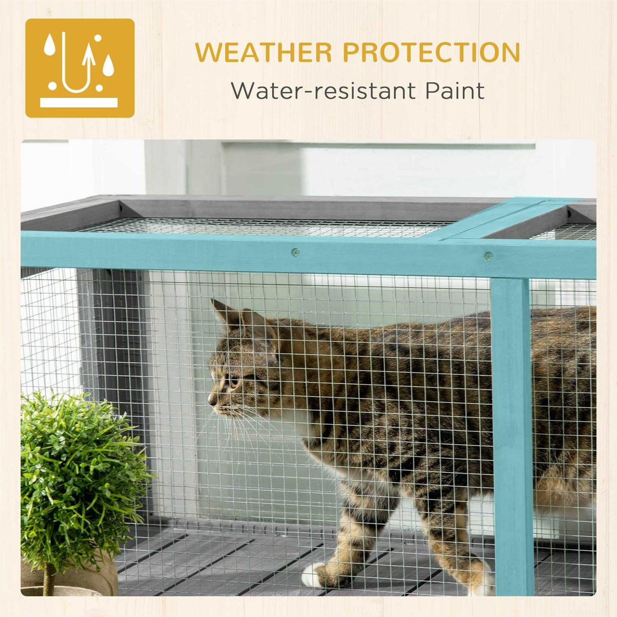 Wooden Outdoor Cat Tunnel with Weather Protection T464