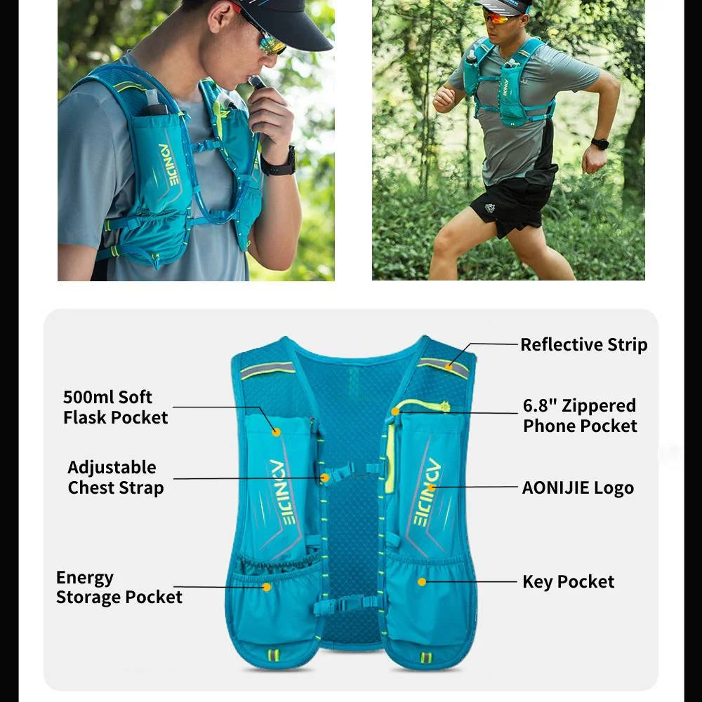 5L Lightweight Hydration Pack Running Vest Adjustable Buckle (Gray) R15223
