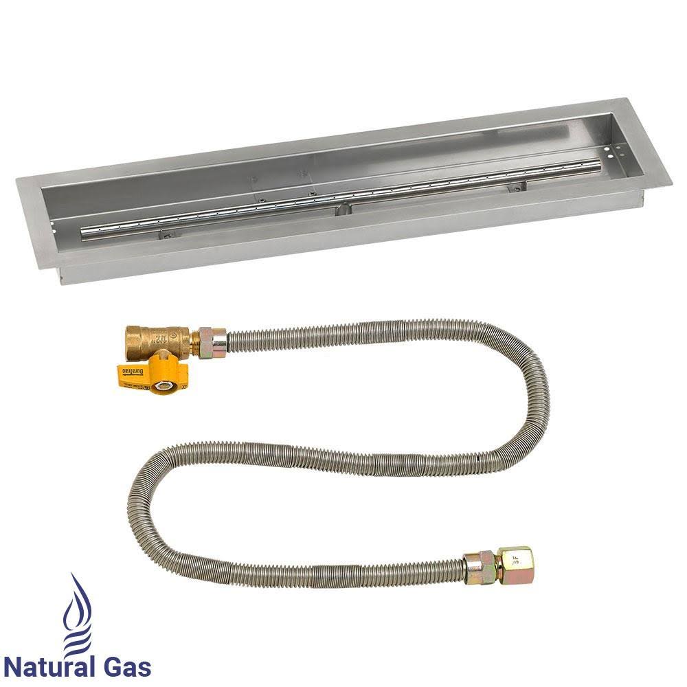 48x22 Linear Stainless Steel Drop-in Fire Pit Pan with Spark Ignition Kit X396