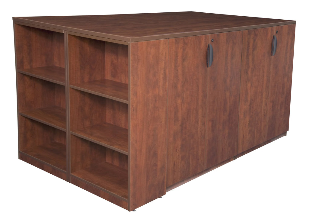 Cherry 2 Storage Cabinet 2 Desk with Bookcase F456434