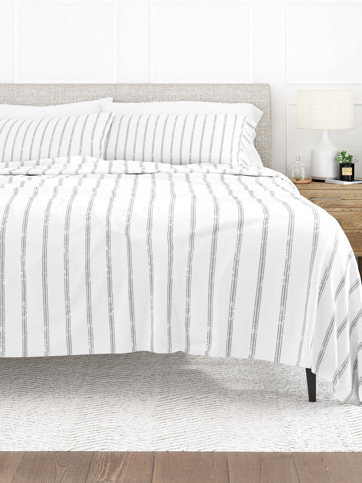 Light Gray Microfiber Queen Size Bed Sheets U231