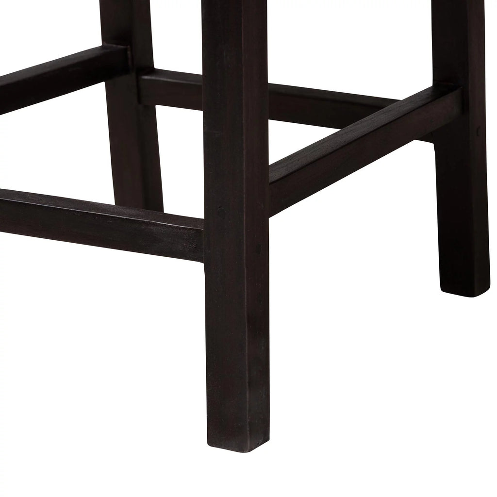 Dark Brown Mahogany Wood and Seagrass Counter Stool K4565