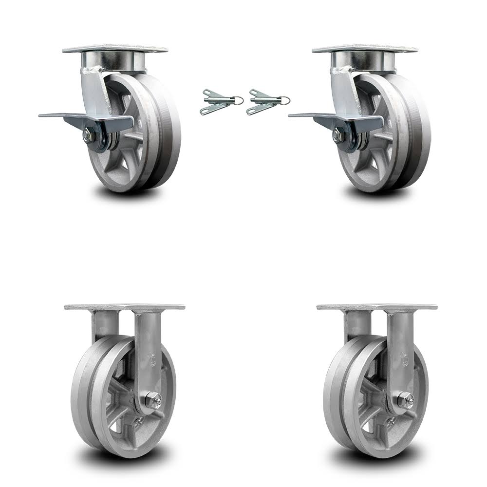 6x22 V Groove Semi Steel Caster with Side Lock Brake B8148
