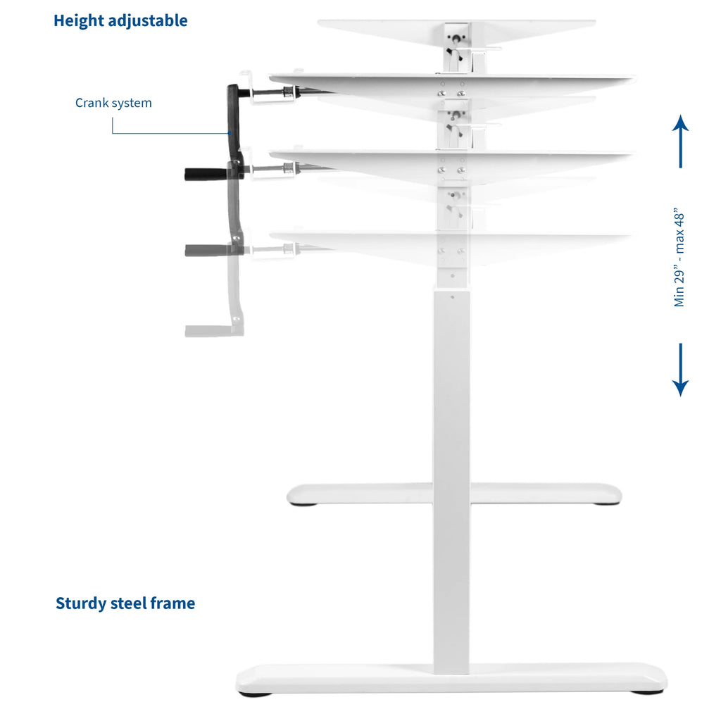 White Manual Height Adjustable Stand Up Desk Frame M70175