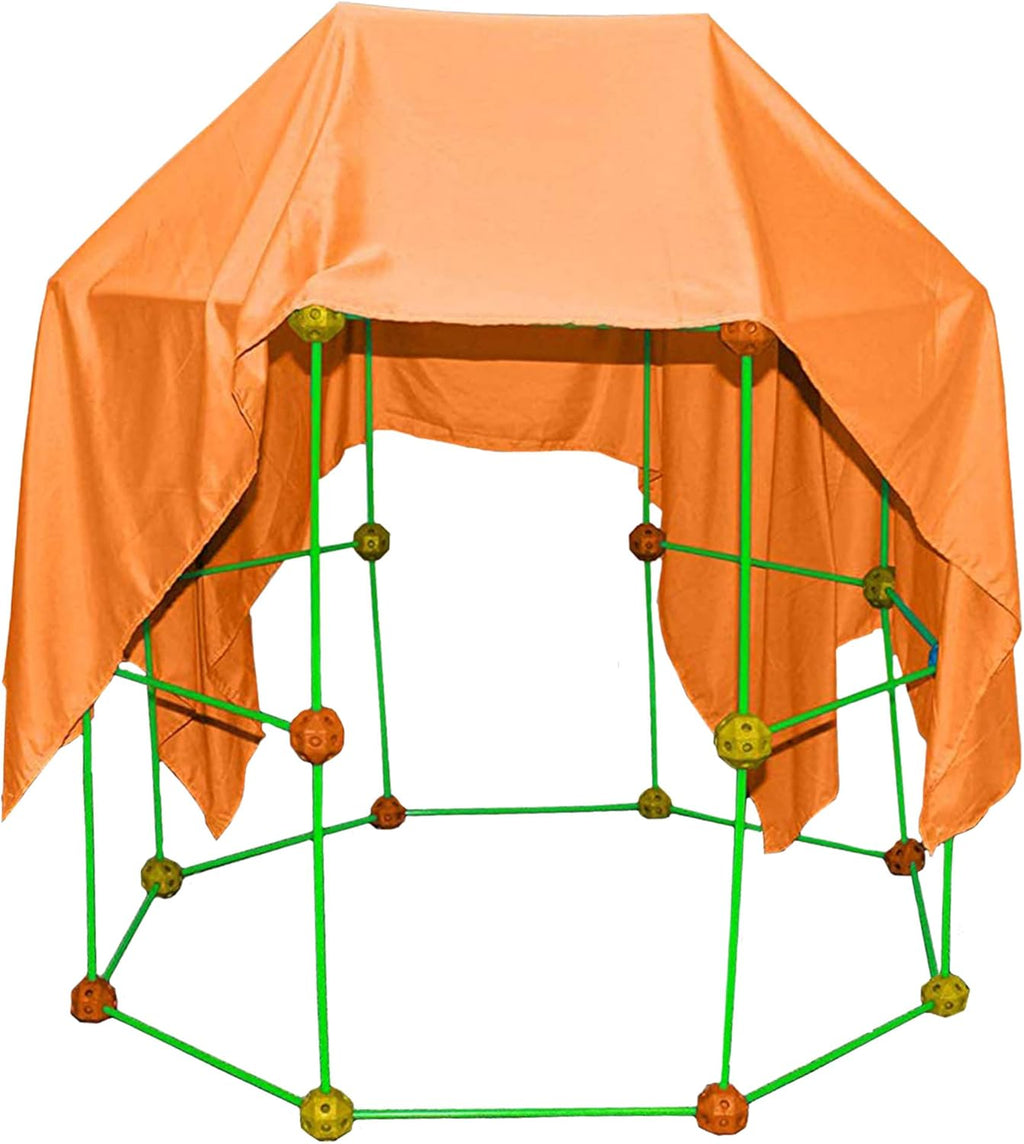 77 PCs Fort Building Kit with Orange Sheet and Glow in The Dark Sticks S909799