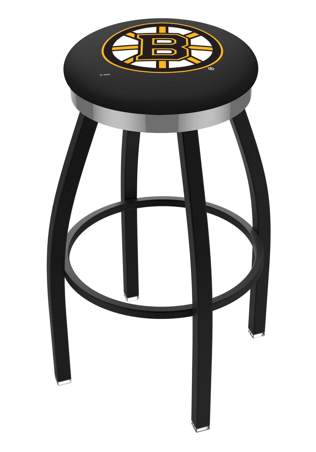 Black Wrinkle Swivel Bar Stool with Chrome Accent Ring X686022
