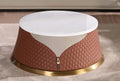 Sand Beige-Cognac Leather Coffee Table Set 2P D70416